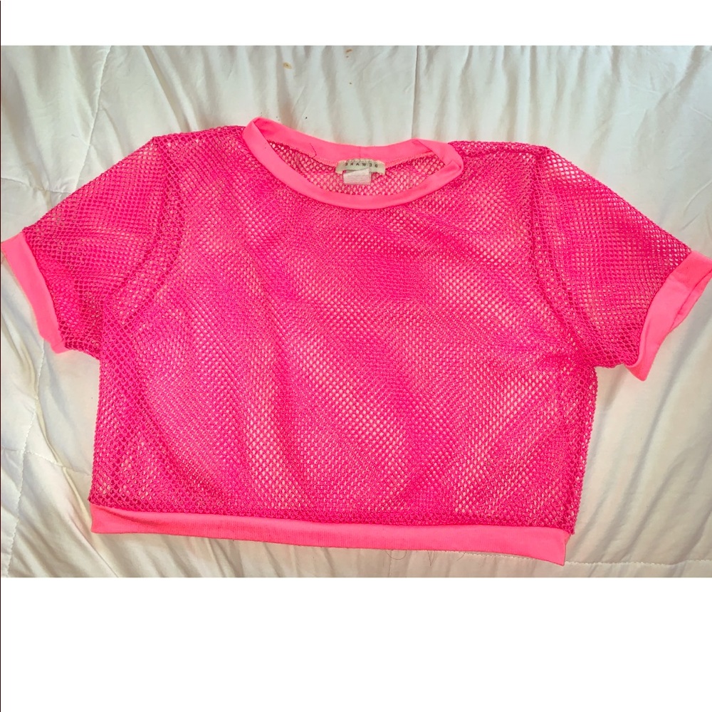 NEON PINK MESH CROP TOP
